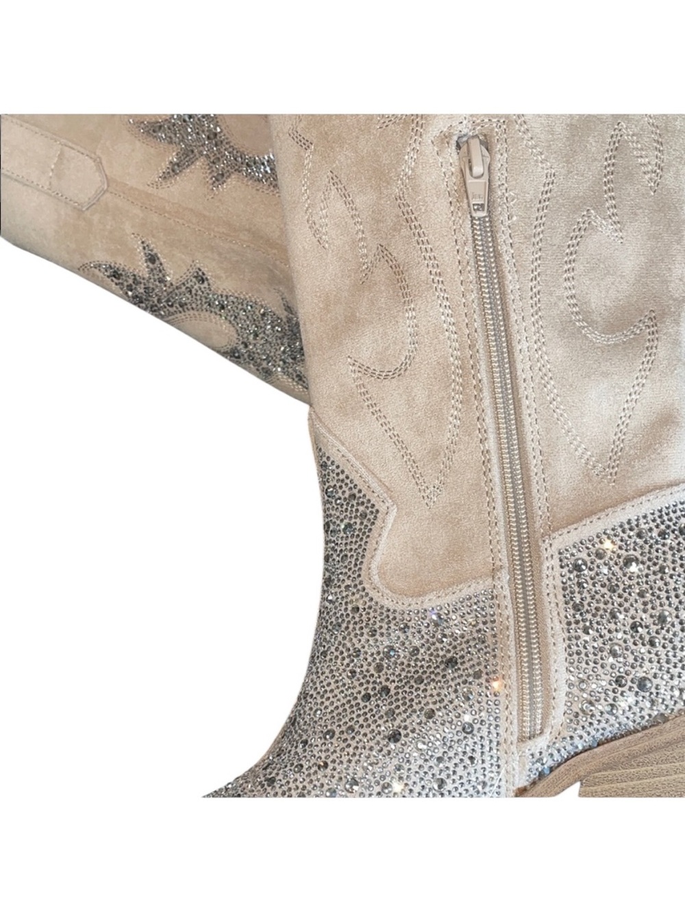 MADDEN NYC Womans Tall
Ivory Western Gliter Bling Side
Zipper Cowboy Boots Sz 8 - Picture 13 of 13